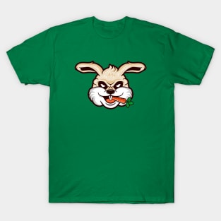 Funny Cartoon Rabbit with Carrot in Mouth T-Shirt